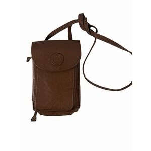 vintage Mitzi brown leather organizer Crossbody Bag